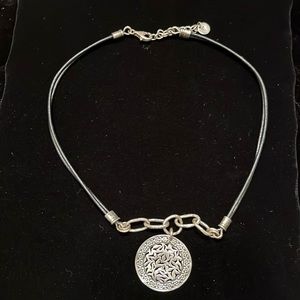 Silpada black leather and silver pendant necklace